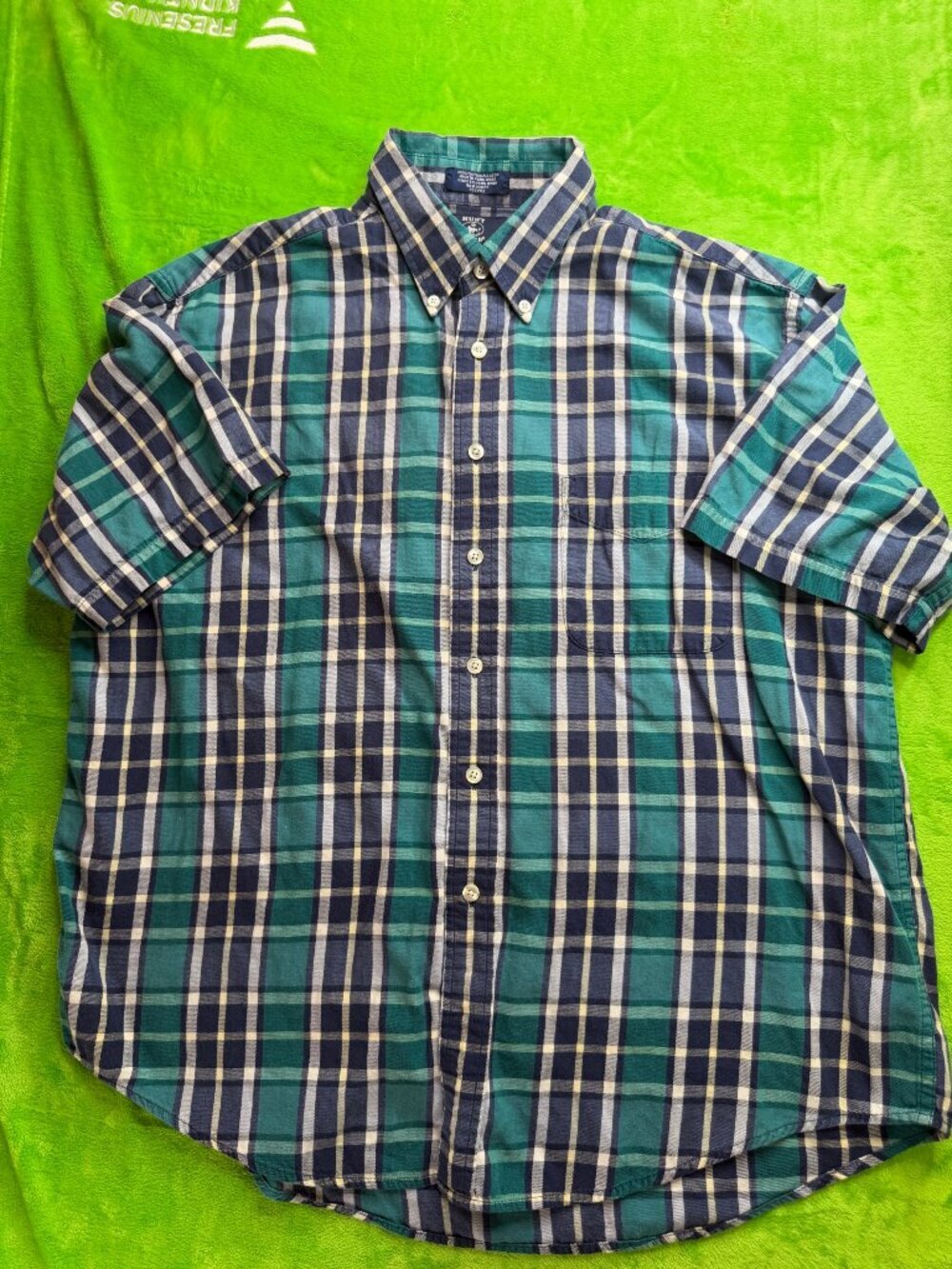 Hunt Club Plaid Short Sleeve Button-Up Shirt Sz L